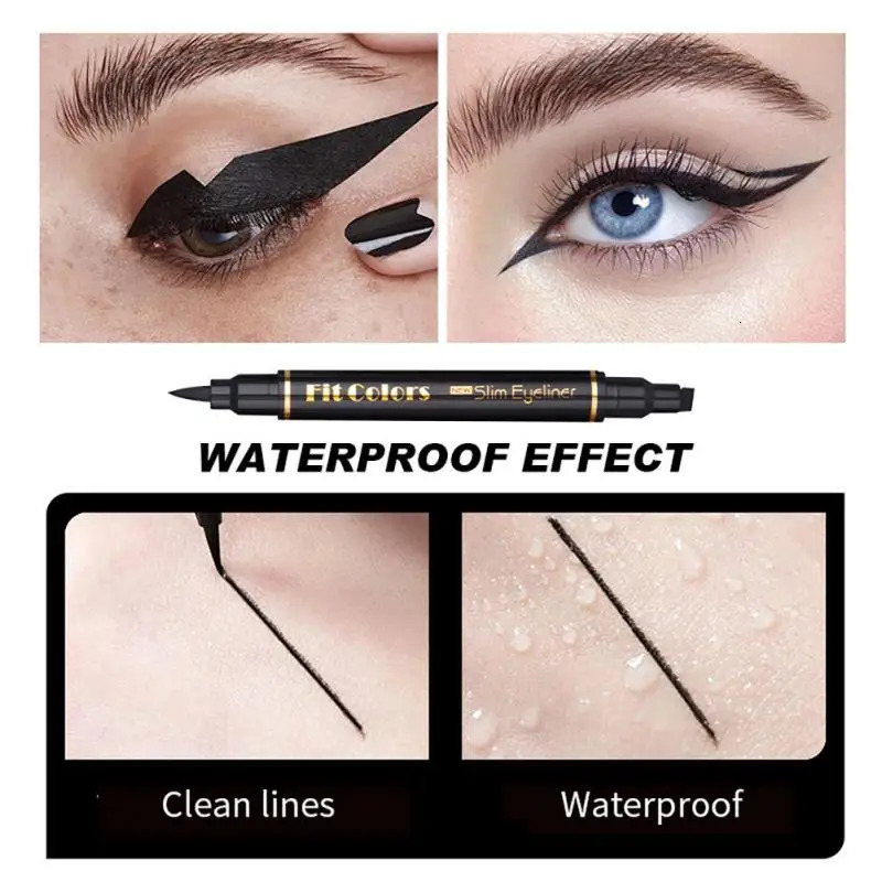 2 In1 Eyeliner Stamp Liquid Eyeliner Pencil Waterproof Quick Dry Eye Liner Pencil Makeup Stamps Seal Pen Stamp Eye Liner TSLM1 240625