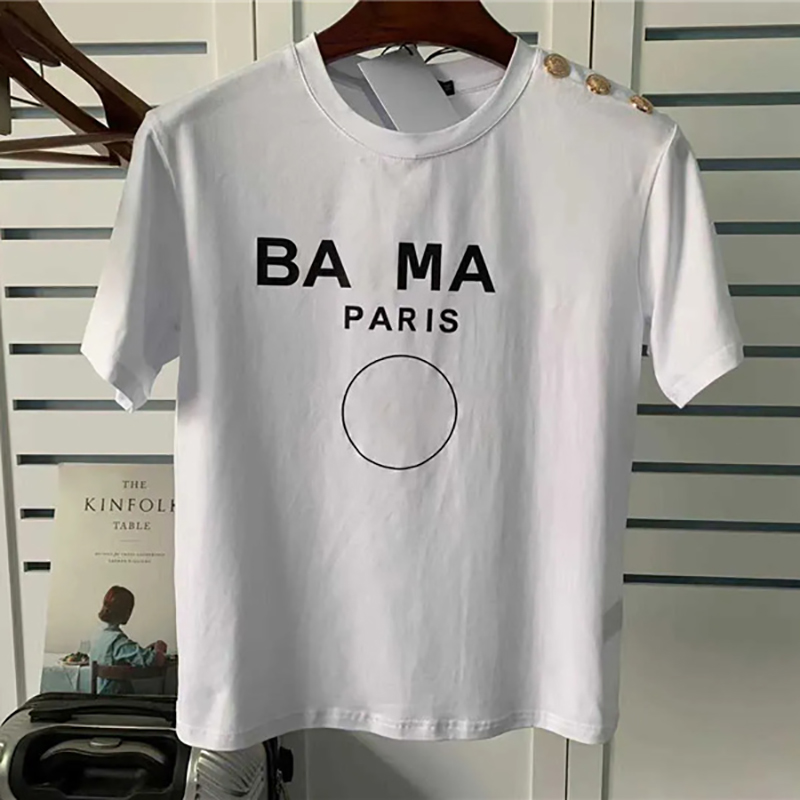 Luxury Designer Women T Shirts Shoulder Button Classic T-shirts Ladies Femme Tees Summer Top Cotton High Quality Tee Shirts Lovers Man Tshirts