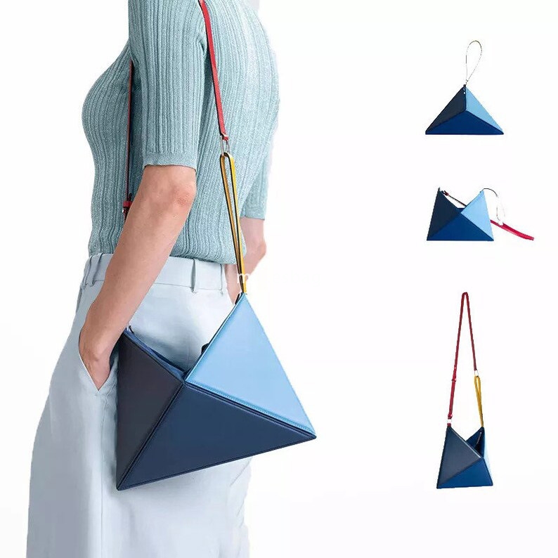 Street trend fashion niche designer bag for women with atmospheric and minimalist niche design triangular diamond grid pleated MINI multi-color crossb