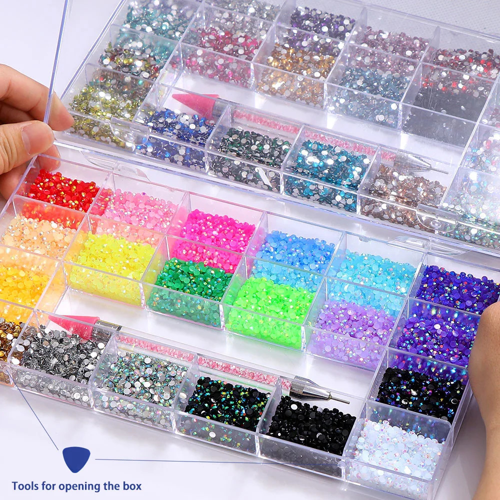 m transparent AB crystal water diamond set with circular resin flat color sparkling gemstone nail accessories DIY 3D nail art decoration 240625