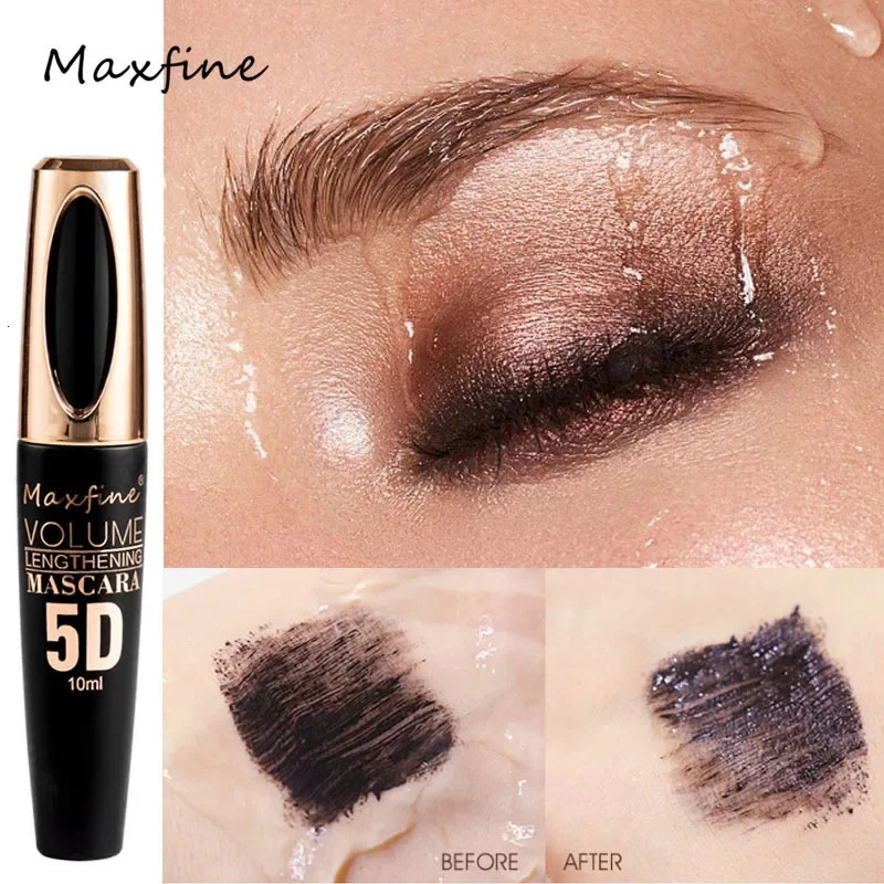 Maxfine 5 Color Mascara Lasting Lengthening Thick Curly Eyelash Dyeing Cream Product 5D High-capacity Waterproof Mascara 240625