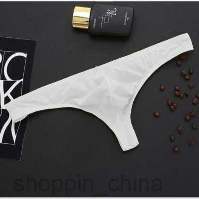 Mens Boxer sexy Underpants brief Men ice silk translucent thong thin fun sexy underwear T-Bag breathable low waist young man underpants