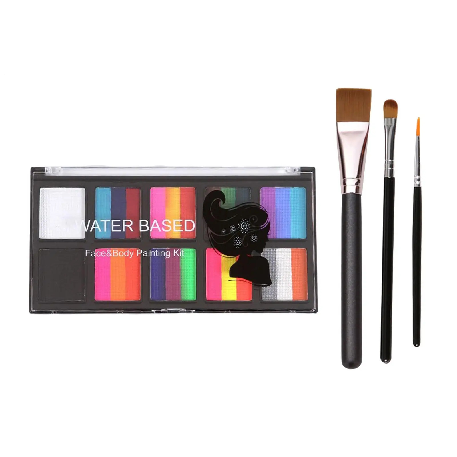 Face and Body Paint with Brushes Makeup Professional Washable Facepaint for 240626