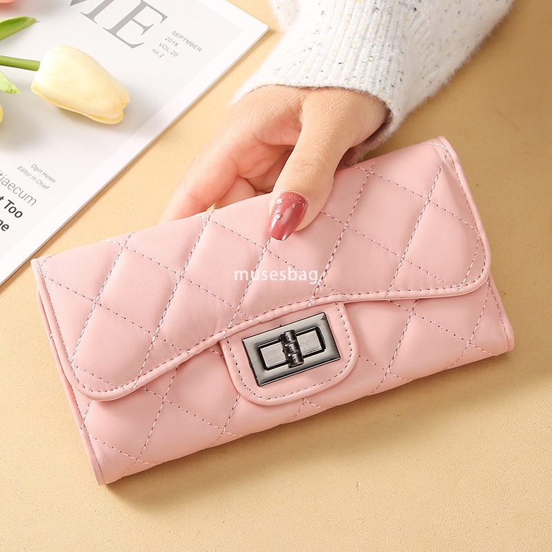 Designer Women's Fashionable and Fashionable Small Fragrant Wind Lingge Wallet Long Handheld Bag New Korean Versatile Practical Large Capacity Ph