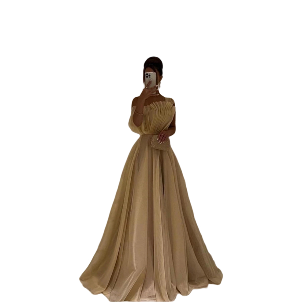 Long Prom Dresses Elegant One-Shoulder Art Deco-inspired Neck Pleats Organza A-Line Lace-up Strapless Plus Size Formal Occasion Evening Party Gown Pd2