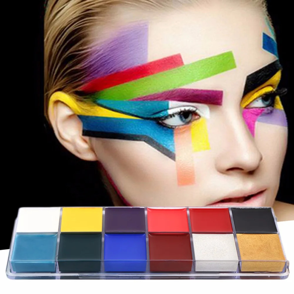 Fashion 12 Colors Professional Flash Tattoo Face Body Paint Oil Painting Art Makeup Tools halloween makeup paints 240626