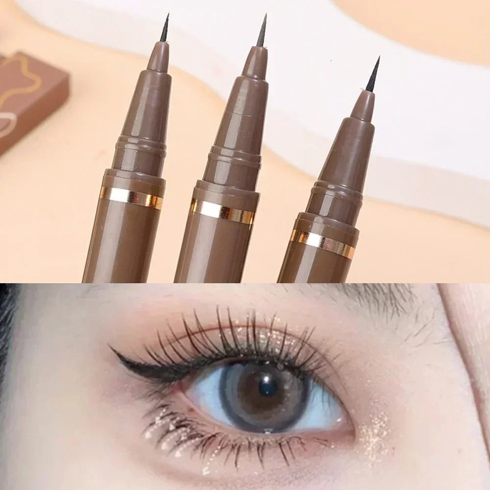 Ultra Thin Black Brown Lower Eyelash Eyeliner Pen Waterproof Lasting Smooth Lying Silkworm Eyes Liner Pencils Eye Makeup Tools 240625