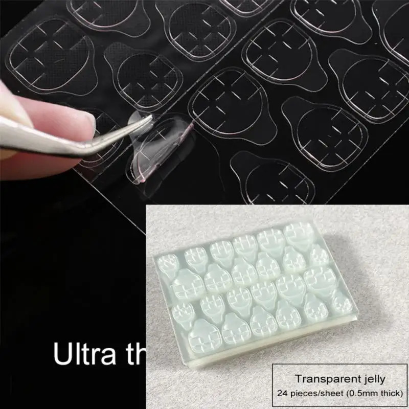 510sheet24pcs Sheets Nail Jelly Glue Double Sided False Nails Bck Glue Sticker Nails Accessories Tools Manicure 240625