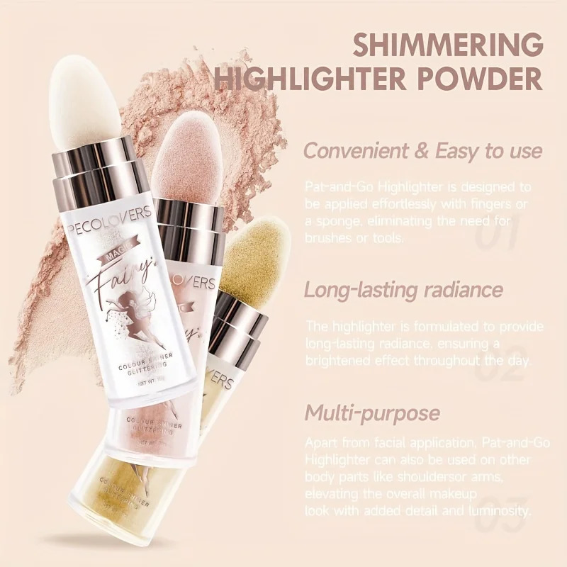 Highlighter Powder Spray Waterproof High Gloss Glitter Body Bronzer Highlight Powder Face Contour Makeup 240625