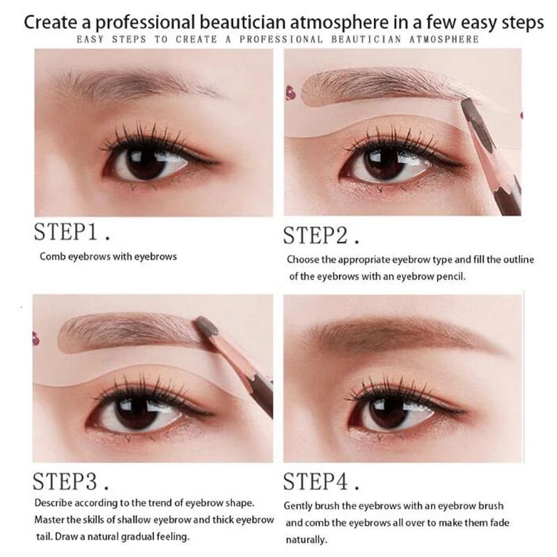 10PcsSet Eyebrow Stamp Stencil Kit Eyebrow Stencils Eyebrow Template Eyebrow Shaper Kit Makeup Tool for Women 240625