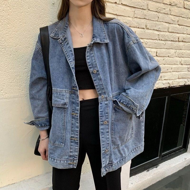 New Large Size Loose Female Coat Retro Street Style Wild Casual Couple Jacket Korean Ins Tide Jackets Denim 2021 F6.26#33
