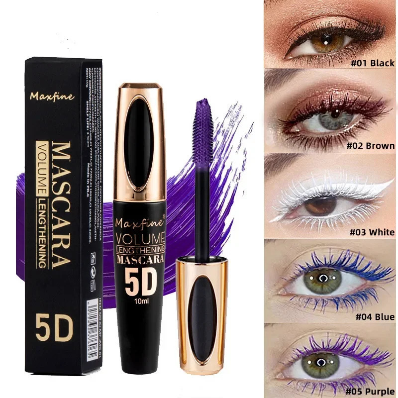 Colorful 5D Volume Mascara Lasting Styling Waterproof Quick Dry Blue Purple Curling Lengthen Long Eyelash Silk Extension Cream i240625
