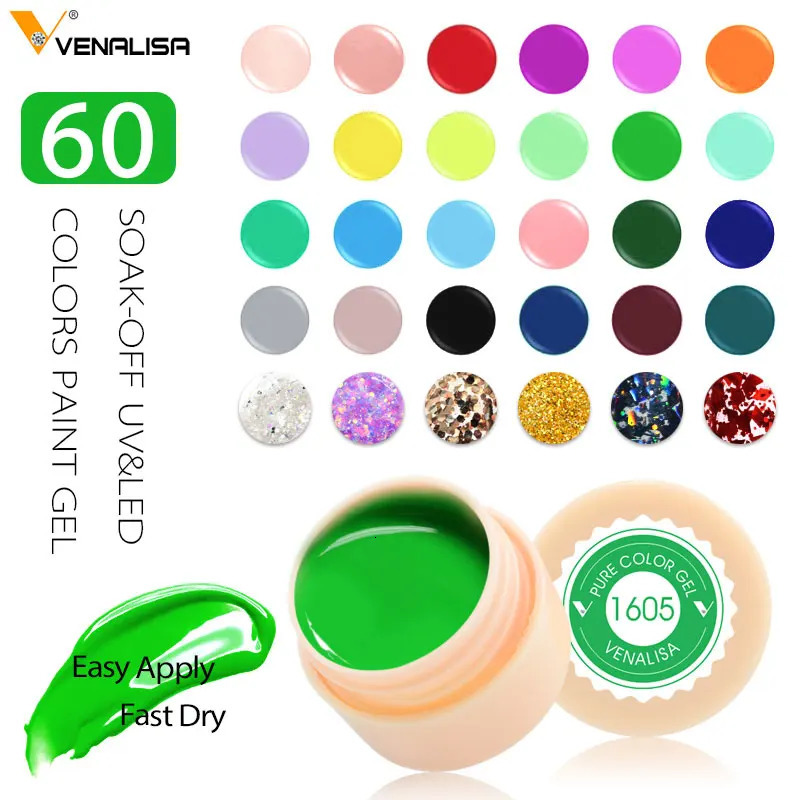 Venalisa Painting gel 60 colors 5ml professional nail polish color gel nail art UV gel decal gel varnish 240625