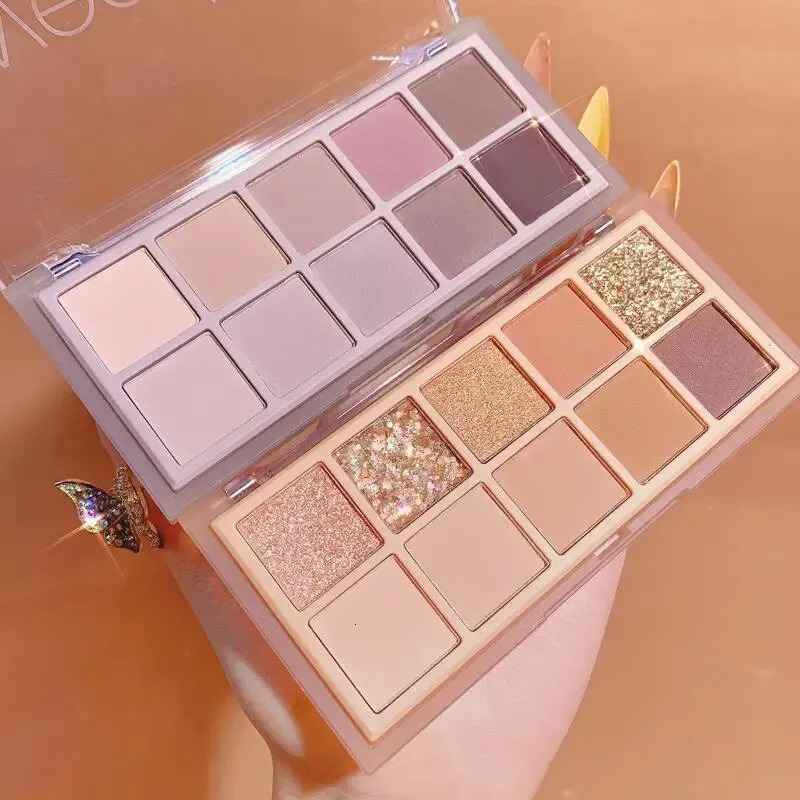 10 Color Eyeshadow Palette Shimmer Matte Makeup Palette Glitter Soft Brown Eyeshadow Eye Pigment Long Lasting Cosmetics 240625