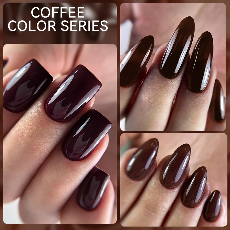 LILYCUTE 7ML gel nail polish brown earth coffee series semi anent UV gel chocolate autumn winter nail art gel varnish 240625