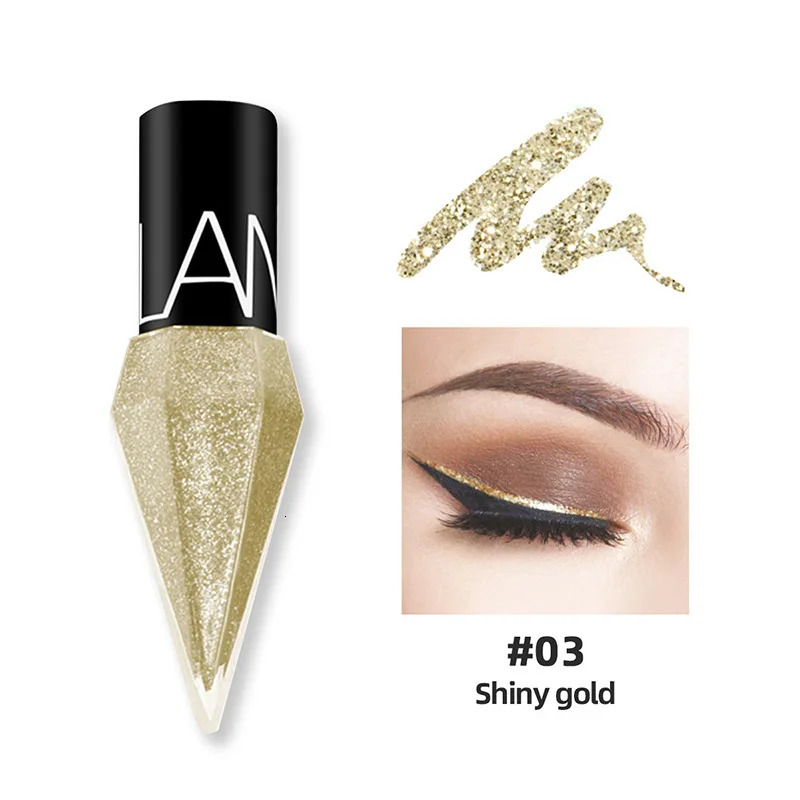 Diamond Shiny Eye Liners Eyeshadow Waterproof Silver Rose Gold Color Glitter Sequins Eyeliner Eye Shadow Makeup Beauty Cosmetics 240625