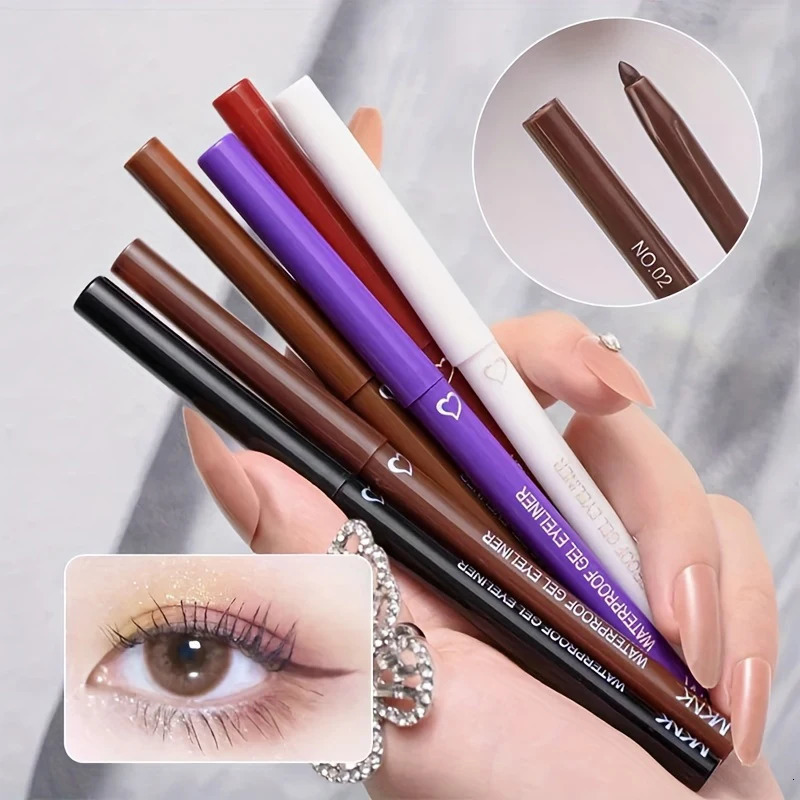 5 Colors Smooth Gel Eyeliner Waterproof Long-lasting Non-Smudging Eyeliner Eyebrow Pencil Silkworm Pen Black Brown Eyeliner Pen 240626