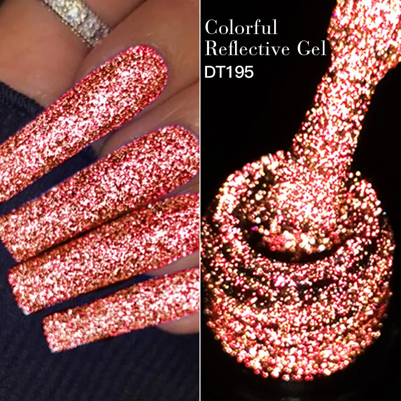 MEET ACROSS 7ml Reflective Glitter Gel Nail Polish Glitter Reflective Effect Semi anent UV LED Nail Art Gel Varnish Manicure 240625
