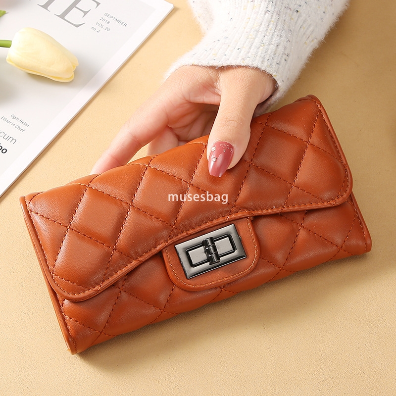 Designer Women's Fashionable and Fashionable Small Fragrant Wind Lingge Wallet Long Handheld Bag New Korean Versatile Practical Large Capacity Ph