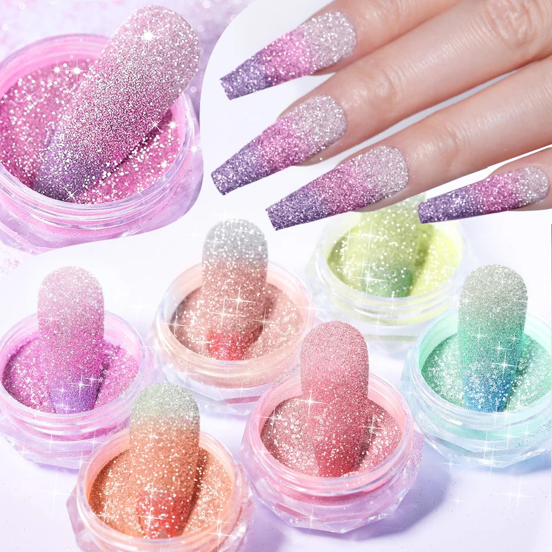 1Box Reflective Thermal Nail Powder Glitter Color Change Shinning Crystal Rhinestone Sequin Pigment UV Gel Polish Decoration DIY 240625