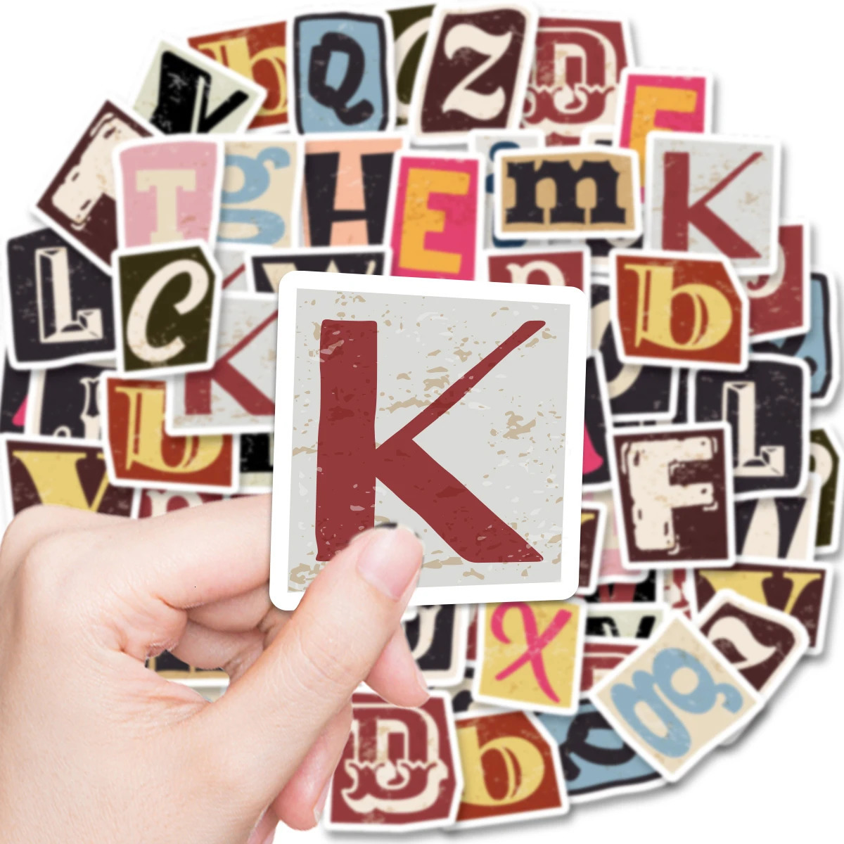 pieces of vintage colored English letter stickers for Etori Life DIY decoration student stationery diary diary stickers 240625
