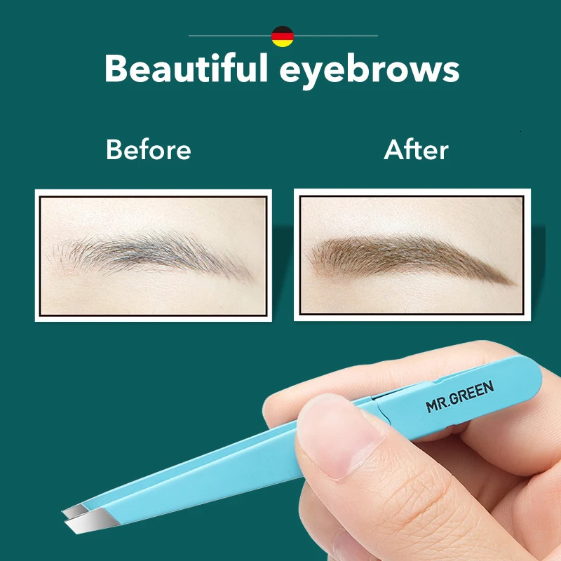 MR.GREEN Eyebrow Tweezer Colorful Hair Beauty Fine Hairs Puller Stainless Steel Slanted Eye Brow Clips Removal Makeup Tools 240626