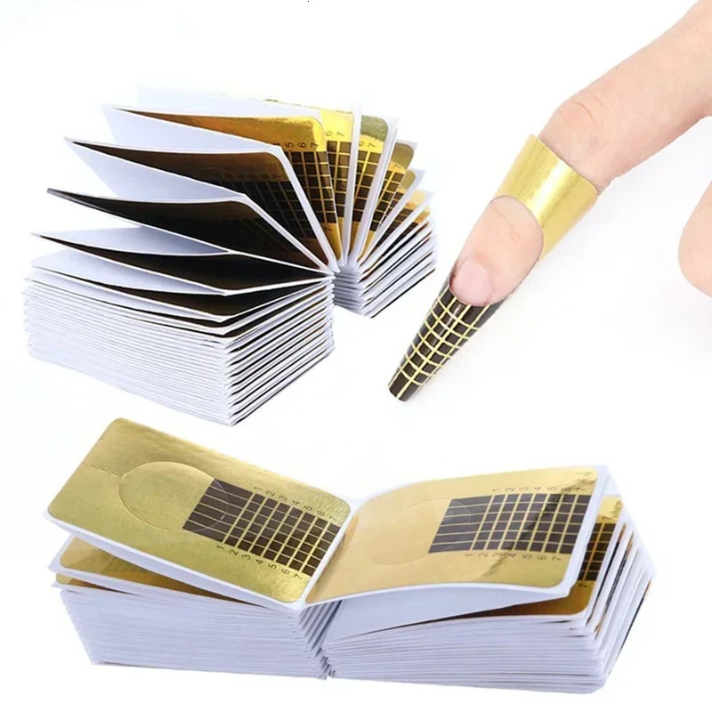 20-100Pcs French Nail Form Tips Acrylic UV Gel Extension Curl Form Nail Gel Sticker Art Guide Mold Manicure Stencil Acrylic Tool 240625