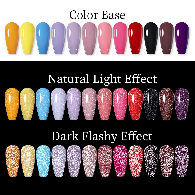 LILYCUTE Reflective Top Coat Gel Nail Polish Semi anent Shiny Sequins UV LED Varnish Nail Art Vernis Semi anent UV Gel 240625