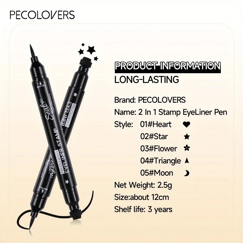 7 Styles Eyeliner Stamp Pen Red Black Liquid Eyeliner Pen Double-ended Lazy Eye Liner Pencil Fast Drying Waterproof Eye Makeup 240625