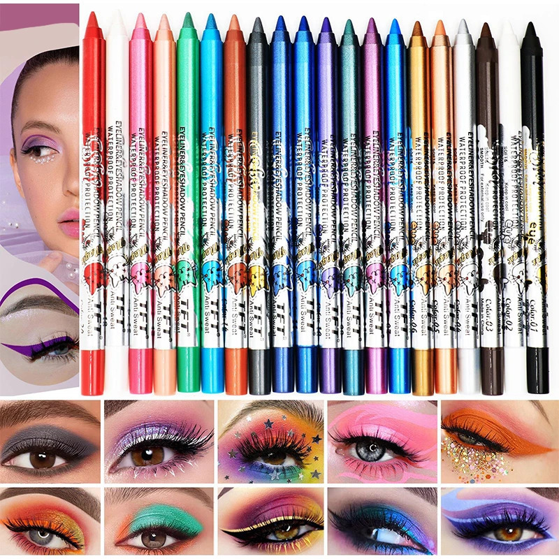 Quick-dry Eyeliner Pencil Colorful Long-lasting Eye Liner Pen Waterproof No Blooming Blue Pink Cosmetics Tools 14 Colors 240625