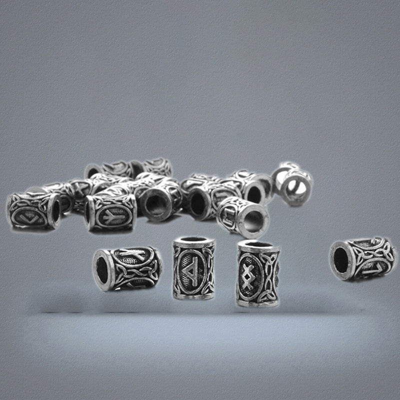 24pcs Top Silver Norse Viking Runes Charms Beads Findings For Bracelets For Pendant Necklace For Beard Or Hair Vikings Rune Kits