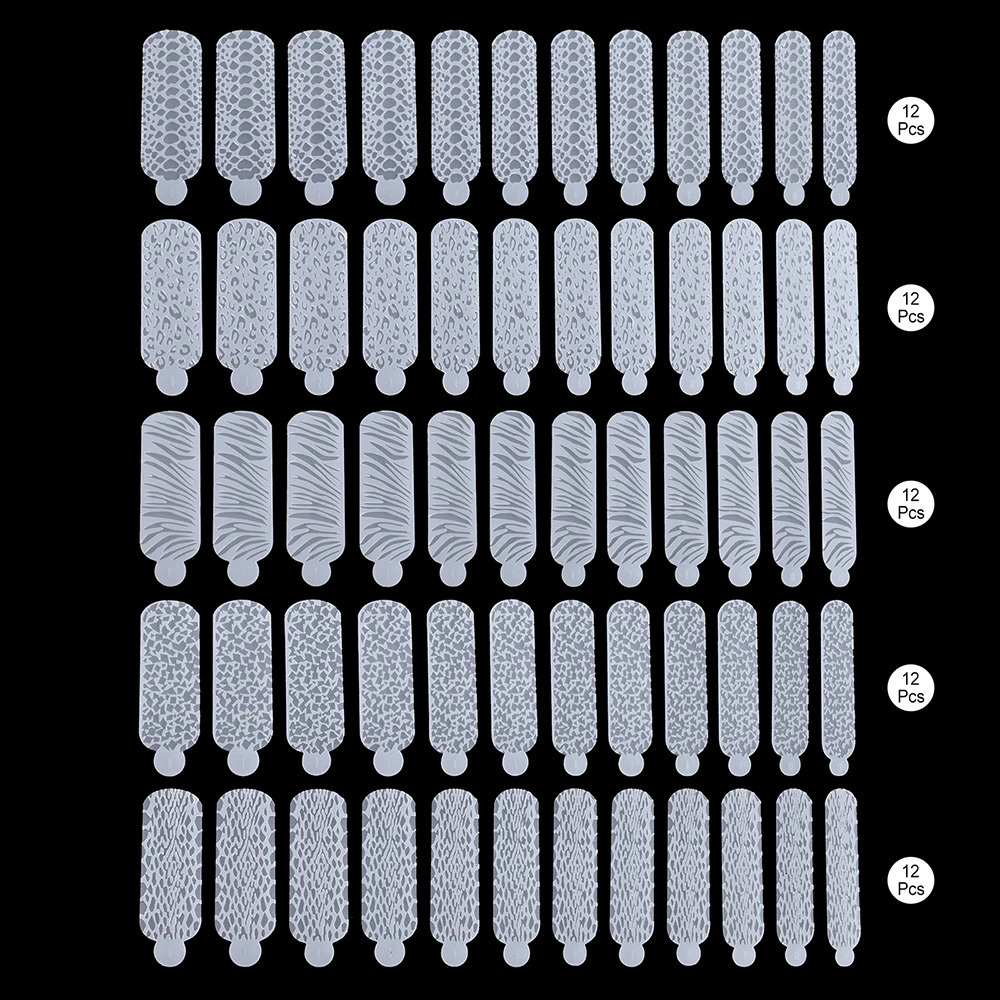 60pcs Dual Form French Forms Silicone Pad Quickly French Line Guides Nail Mold Duet System for Poly Nail Gel Reusable Type 240625