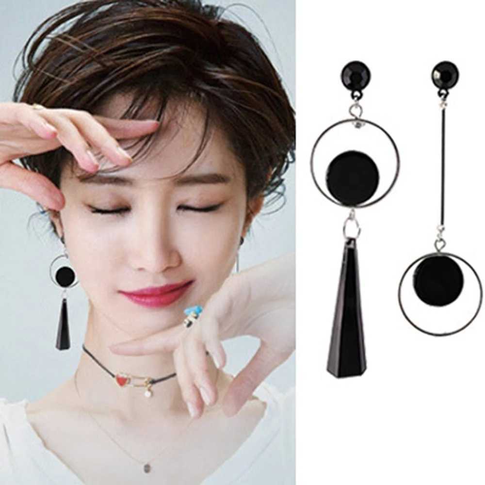 Charm Asymmetric AB Version Circle European And American Fashion Exaggerated Long Earrings Personality Pendientes Boucle OreilleFemme