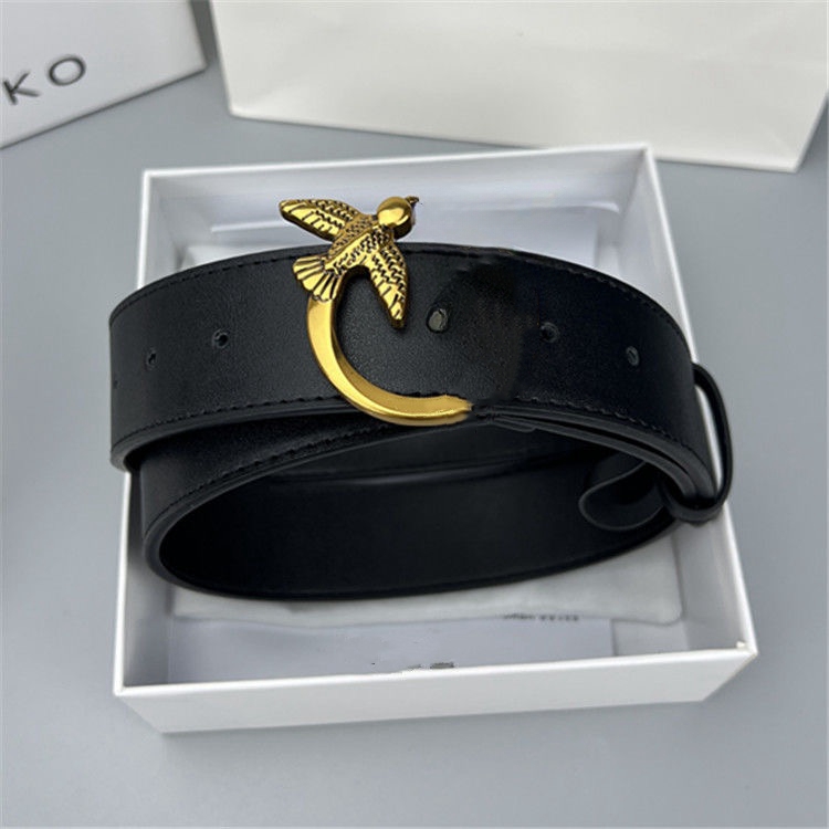 2024 New Designer Belt Brand Mens 4.0cm Womens 3.0cm Swallow Buckle Belt Classic Genuine Leather Trend Fashion Leisure Bird Buckle Cowhide Belt Gift Box Wholesale