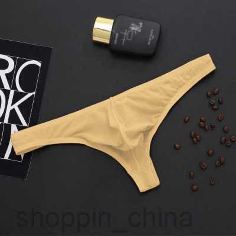 Mens Boxer sexy Underpants brief Men ice silk translucent thong thin fun sexy underwear T-Bag breathable low waist young man underpants