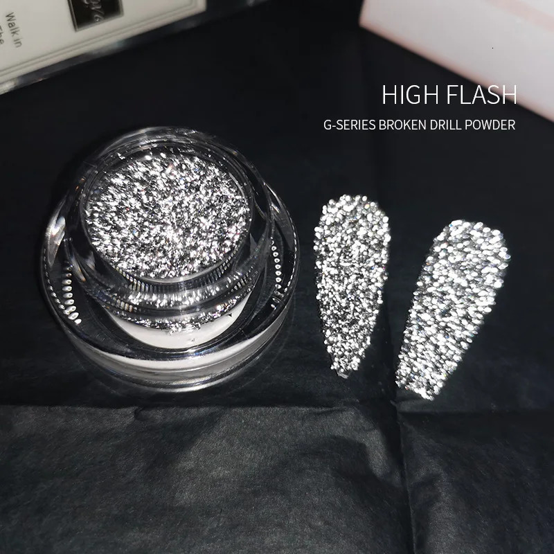 1box Reflective Diamond Glitter Powder Holographic Sparkling Crystal Rhinestones Sequins Chrome Gel Polish Pigment Dust Manicure 240625