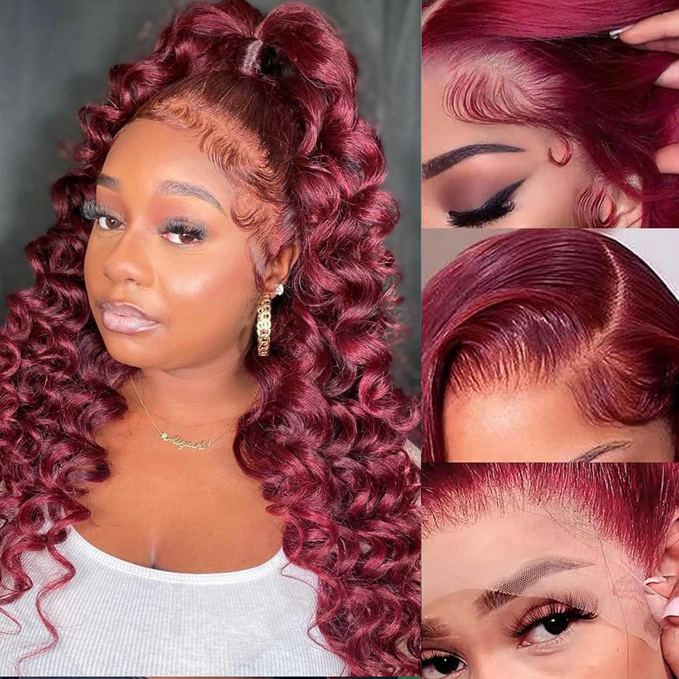 99J Bury Loose Wave Frontal Wig 13X4 Deep Curly Lace Front Human Wigs Brazilian Remy Hair