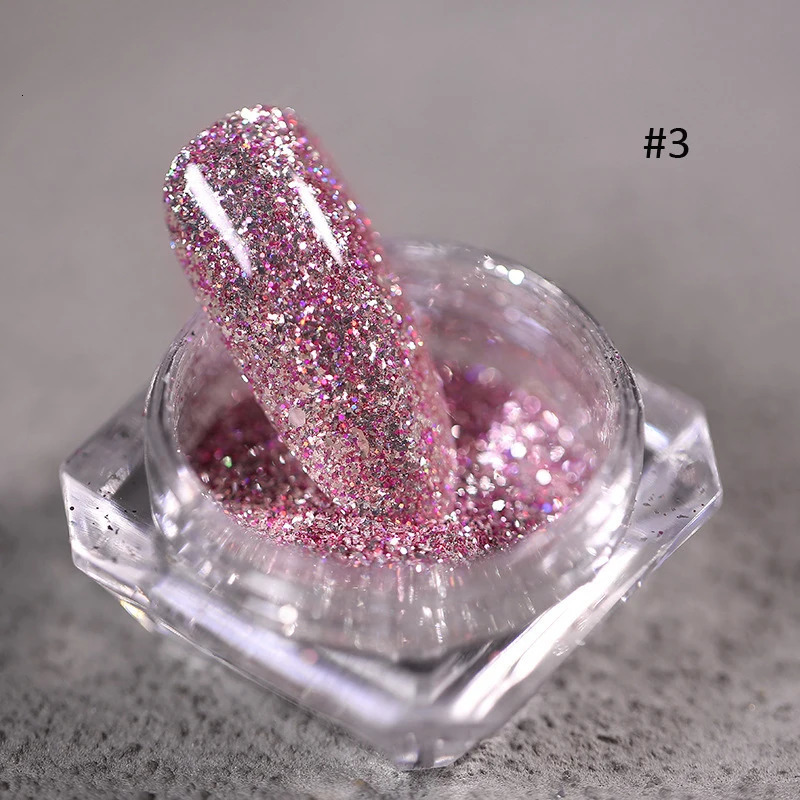 1Jar Silver/gold Holographic Nail Glitter Powder DIY Shiny Nail Glitter Dust Decoration UV Gel Nail Pigment Sequin Accessories 9 240625