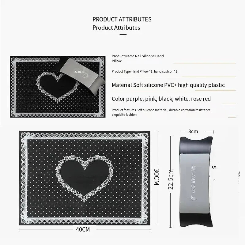 TC Japanese Soft Nail Silicone Hand Pillow Hand Cushion Tablecloth Pillow Mat PVC Washable Folding Full Set of Tools 240625