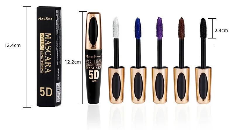 Colorful 5D Volume Mascara Lasting Styling Waterproof Quick Dry Blue Purple Curling Lengthen Long Eyelash Silk Extension Cream i240625