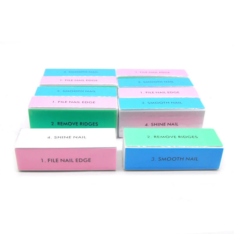 10 PCS Polishing Block 4 Face Colorful Sponge Nail Buffer Files Polisher Sanding File Manicure Accessories Tools For Nail Care 240625