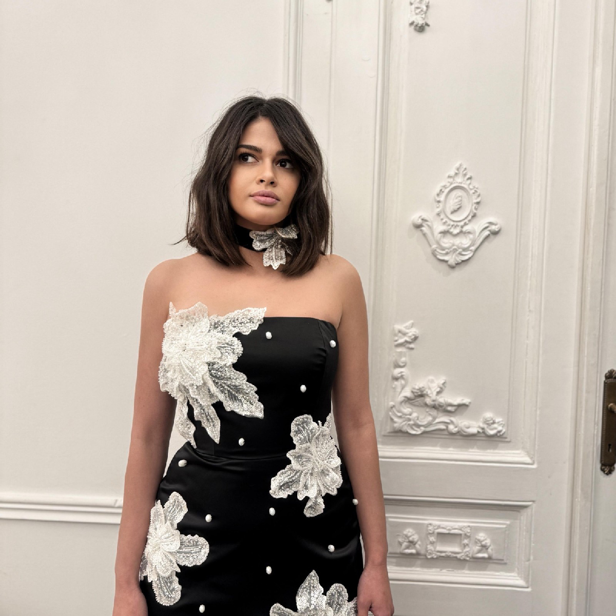 Black Homecoming Dress with Pearls - Short Satin Sheath for Prom, Party, Graduation & More