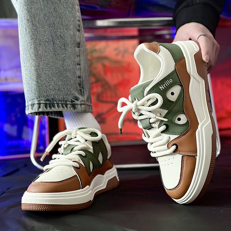 New skateboarding shoes thick bottom shoes breathable spring and summer bread shoes men's casual shoes dissolving board shoes 232
