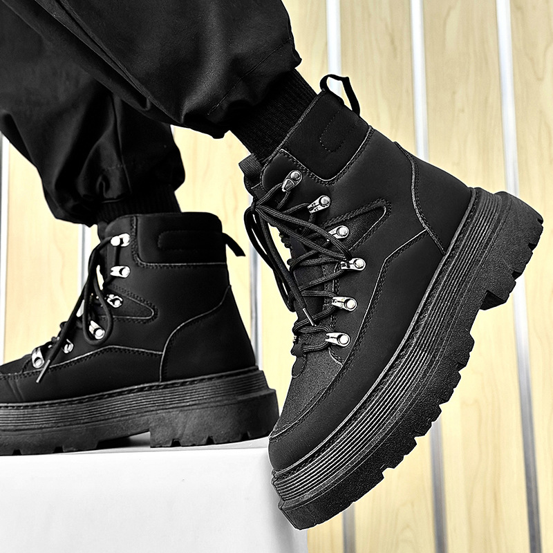 Martin boots British style leather boots thick bottom 2023 fall and winter new men's boots snow boots men 323