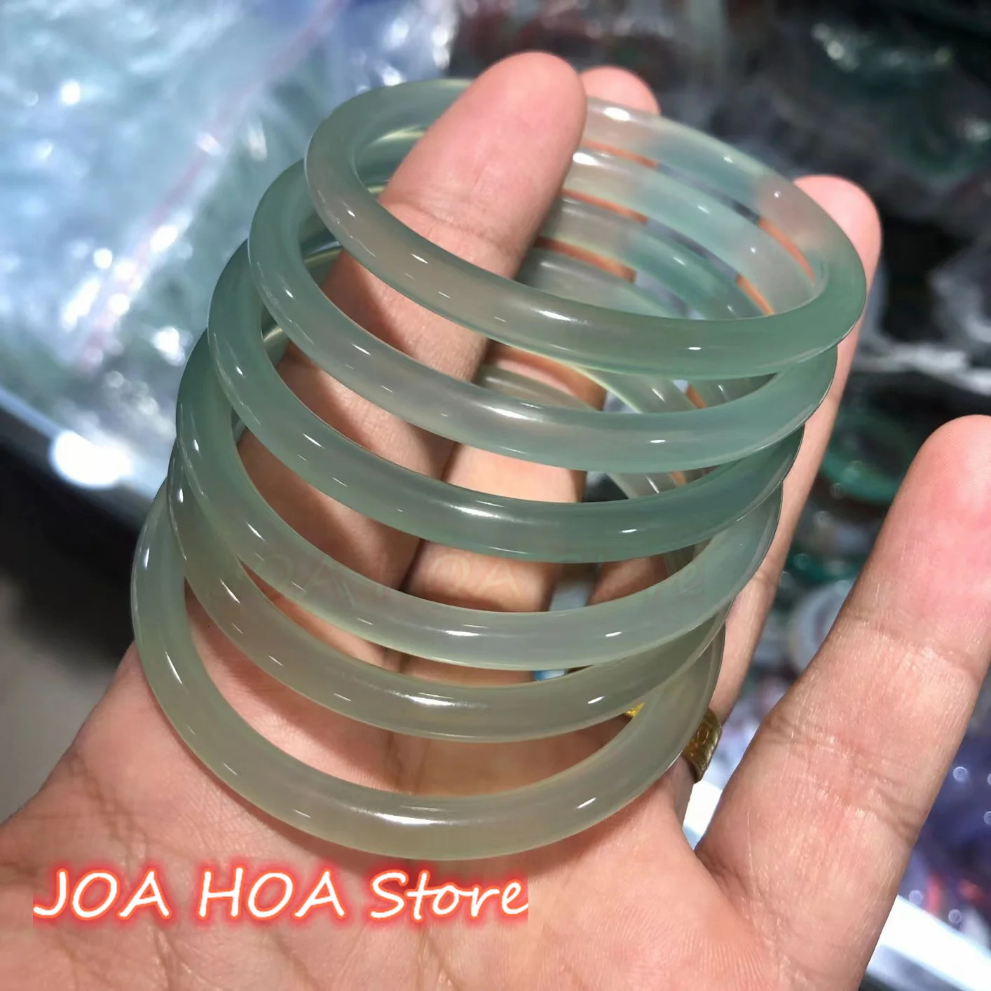 Natural Oil Blue JADE Bracelet Ice-Seed Round Womens Oil-blue Certified Jade-Bangles High Ice Grade A Handring Jewelry 240624