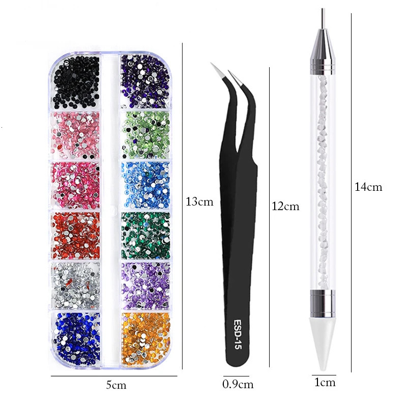 3-piece/set nail art Accesorios multi size Rhinestone 3D crystal DIY decoration glitter crystal rivet gemstone 3D nail products 240625