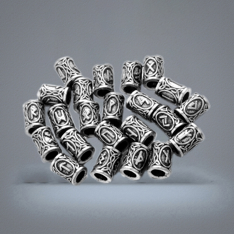 24pcs Top Silver Norse Viking Runes Charms Beads Findings For Bracelets For Pendant Necklace For Beard Or Hair Vikings Rune Kits
