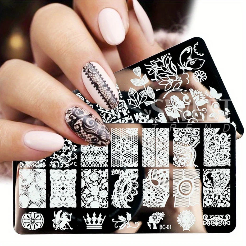 5 lace flower nail stamping boards Mandala geometric nail art stamping templates Poland printing templates Handmade tools 240625