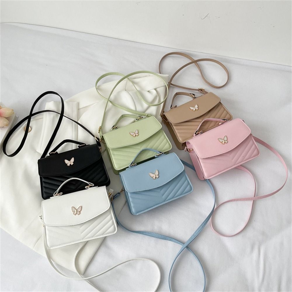 Women Stylish Butterfly Embroidery Sling Fashion PU Leather Shoulder Bag Portable Large Capacity Handbag F6.26#20 ddmymoon