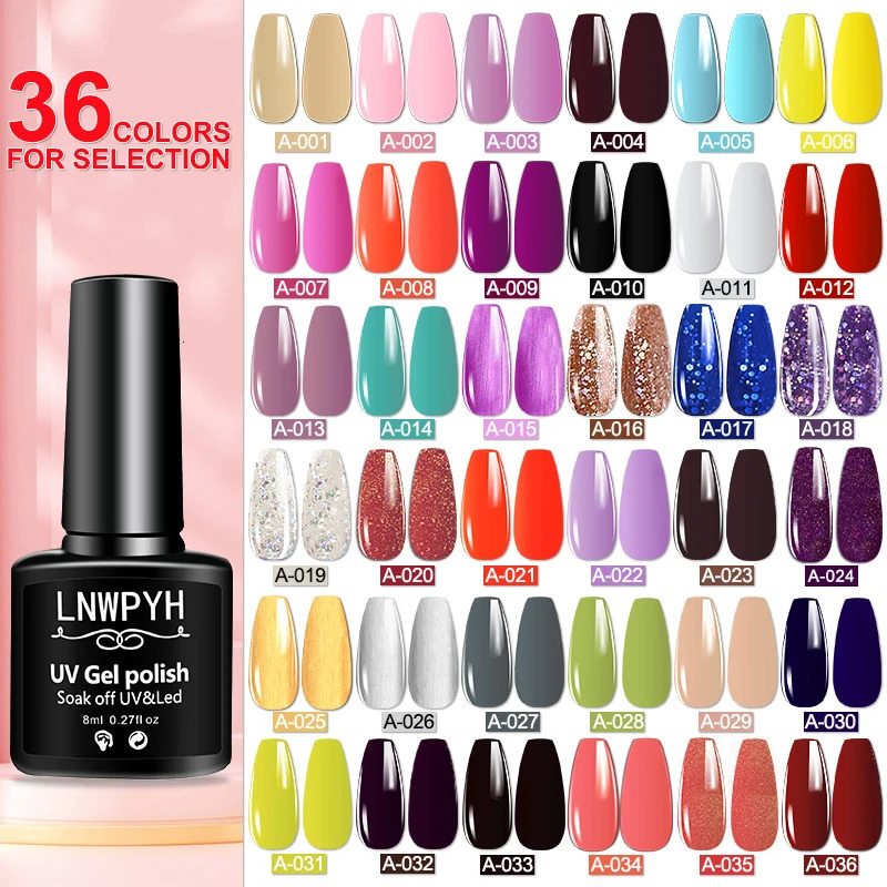 Nail gel polishing 36 color gel nail polish semi anent gel Vernis base top coating nail art manual spraying LED UV gel varnish 240625